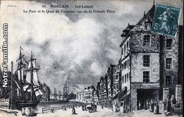 Carte postale, le quai vu de la Grande Place, fin XVIIIe siècle