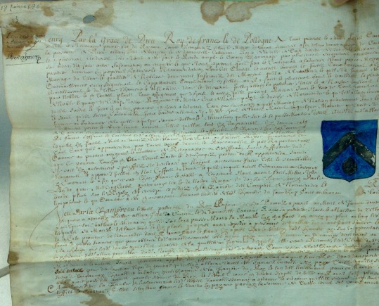 AD35, 23J 212, Lettre d'anoblissement de Pierre ALAIN, fils de Vincent.